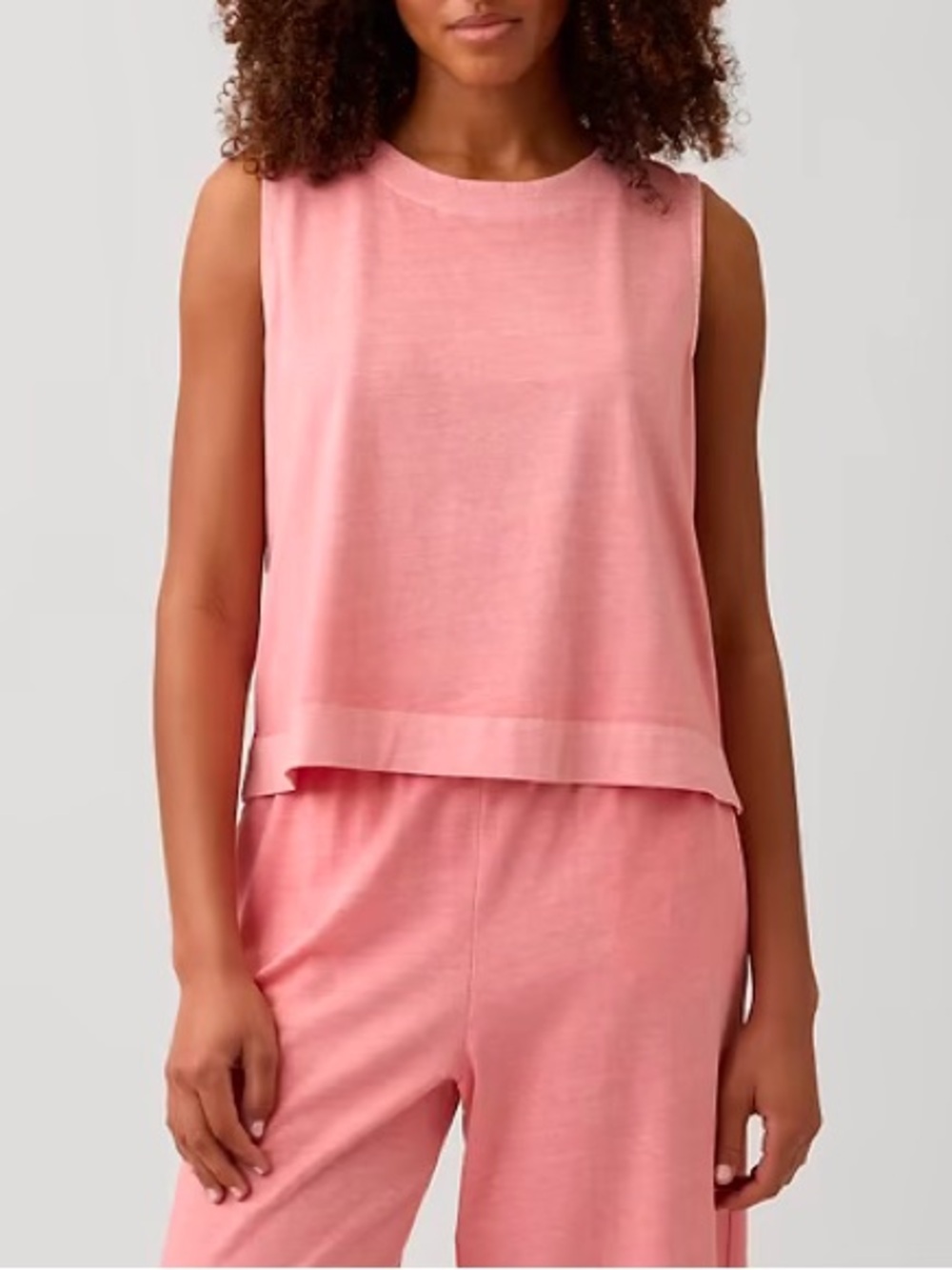 GAP Set Crewneck Shell Tank Top and Wide Leg Cropped Pant Cotton Pockets